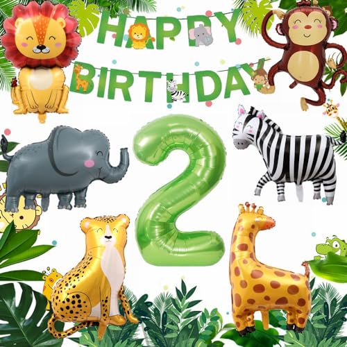Yunchu Online Deko 2. Geburtstag Dschungel Dekoration für Junge Mädchen - Tiere Folienballons Luftballons für 2 Jahr Feier Yunchu Online Deko 2. Geburtstag Dschungel Dekoration für Junge Mädchen - Tiere Folienballons Luftballons für 2 Jahr Feier von Yunchu Online