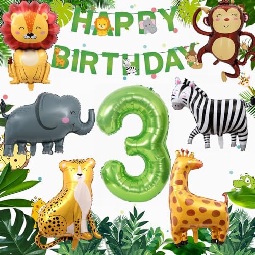 Yunchu Online Deko 3. Geburtstag Dschungel Dekoration für Junge Mädchen - Tiere Folienballons Luftballons - 3 Jahr Feier Yunchu Online Deko 3. Geburtstag Dschungel Dekoration für Junge Mädchen - Tiere Folienballons Luftballons - 3 Jahr Feier von Yunchu Online