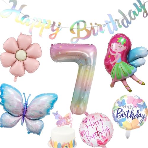 Yunchu Online Deko 7. Geburtstag Mädchen Schmetterling Deko Geburtstag 7 Jahre Schmetterling Party Set Feen Ballon Gänseblümchen Folienballon für Geburtstagsdeko Mädchen Party Dekoration Yunchu Online Deko 7. Geburtstag Mädchen Schmetterling Deko Geburtstag 7 Jahre Schmetterling Party Set Feen Ballon Gänseblümchen Folienballon für Geburtstagsdeko Mädchen Party Dekoration von Yunchu Online