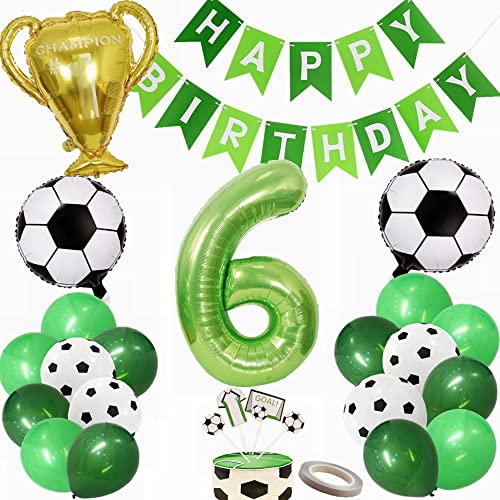 Yunchu Online Fußball Luftballon 6. Geburtstag Dekoration Grün - Cake Topper, Party Deko, Luftballons für Junge - Geschenk Yunchu Online Fußball Luftballon 6. Geburtstag Dekoration Grün - Cake Topper, Party Deko, Luftballons für Junge - Geschenk von Yunchu Online