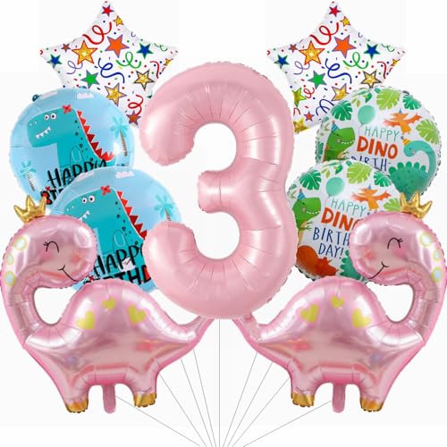 Yunchu Online Kindergeburtstag Dino Deko Dinosaurier Ballons Mädchen 3. Geburtstag Dekoration Dinosaurier Snummer für Dino Party von Yunchu Online