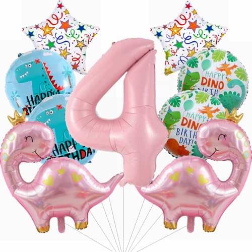 Yunchu Online Dinosaurier Geburtstag Deko - Ballons für Mädchen 4. Geburtstag - Dino Party Kindergeburtstag Dekoration von Yunchu Online