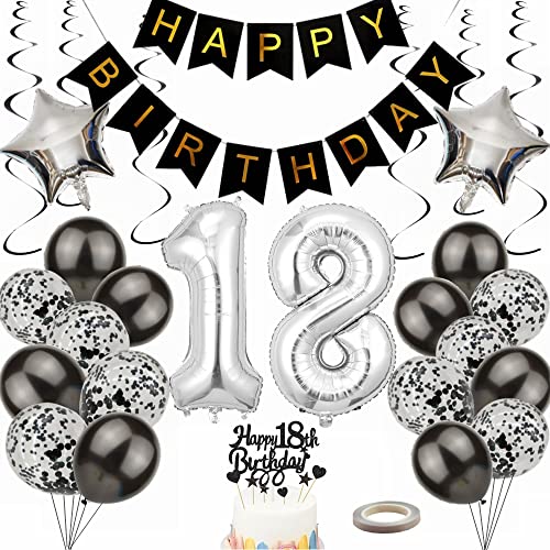 Yunchu Online Luftballon 18. Geburtstag Dekoration 18 Jahr Junge Mädchen Black and Silber Party Deko 18. Geburtstag Junge Party Deko 18 Geburtstag Mädchen Deko Geschenk 18 jahre Geburtstag deko Ballon Yunchu Online Luftballon 18. Geburtstag Dekoration 18 Jahr Junge Mädchen Black and Silber Party Deko 18. Geburtstag Junge Party Deko 18 Geburtstag Mädchen Deko Geschenk 18 jahre Geburtstag deko Ballon von Yunchu Online