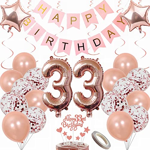 Yunchu Online Luftballon 33. Geburtstag Frauen Dekoration Rosegold Party Deko Tortendeko Geschenk Ballon Yunchu Online Luftballon 33. Geburtstag Frauen Dekoration Rosegold Party Deko Tortendeko Geschenk Ballon von Yunchu Online