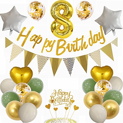 Yunchu Online Luftballon 8. Geburtstag Dekoration für Junge und Mädchen - Grün und Gold Party Deko Set - Geschenk für 8 Jahre Yunchu Online Luftballon 8. Geburtstag Dekoration für Junge und Mädchen - Grün und Gold Party Deko Set - Geschenk für 8 Jahre von Yunchu Online