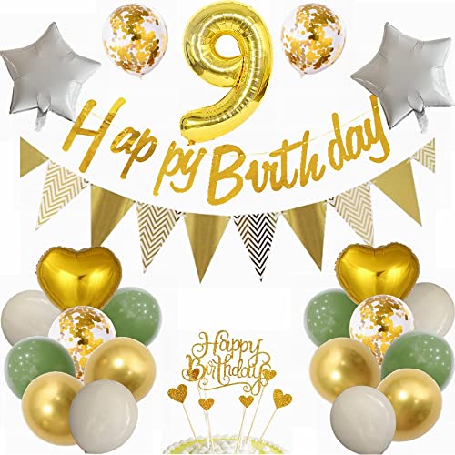 Yunchu Online Luftballon 9. Geburtstag Dekoration - Grün und Gold Party Deko für Junge und Mädchen - Geschenk 9 Jahre Yunchu Online Luftballon 9. Geburtstag Dekoration - Grün und Gold Party Deko für Junge und Mädchen - Geschenk 9 Jahre von Yunchu Online
