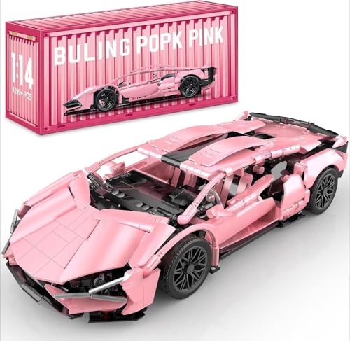 Yunigzmy Sportwagen Modell Baustein Set für Lambo, 1299 Teiliger Rennwagen ModellBaustein Bausatz, MOC Supersportwagen Baustein, Baufahrzeug Spielzeug (Rosa) von Yunigzmy