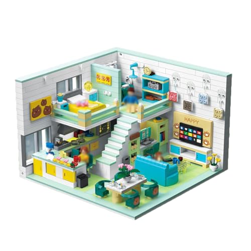 Yunigzmy Technik Architektur Modellbausatz, 1048 Teile Loft-Maisonette-Apartment Bausteinmodell, Klemmbausteine MOC Mini Bausatz Bauspielzeug, Nicht Kompatibel mit Großen Marken (Bärenwarmhaus) von Yunigzmy