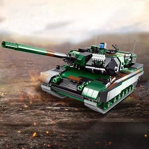 Yunigzmy Technik Panzer Bausteinmodell, 1346 Teile Kampfpanzer Leopard 2A6 Panzer-Modellbausatz, Klemmbausteine MOC Tank Bausatz Bauspielzeug, Kompatibel mit Großen Marken von Yunigzmy