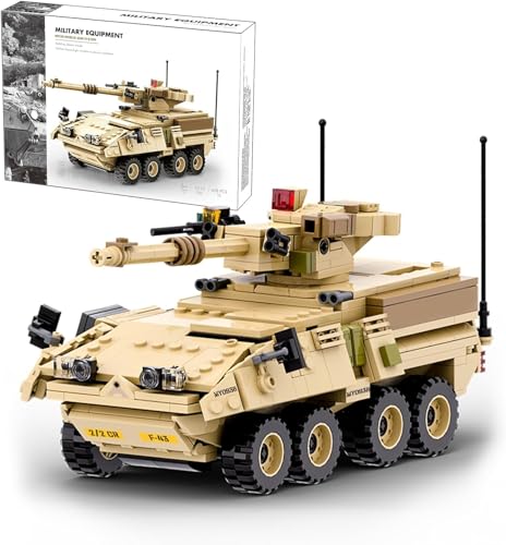 Yunigzmy Panzer Modellbausatz, 458 Teile Militär M1128 Mobile Gun System Panzer-Bausteinmodell, MOC Tank Bausatz Bauspielzeug, Nicht Kompatibel mit Großen Marken von Yunigzmy