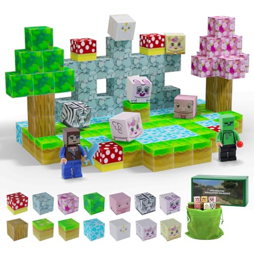 Yuning Magnetische Bauklötze 108 Stück Garten, Magnete Kinder Lernspiele Zoo Spielzeug Würfel 4 5 6 7 8 Jahre Jungen Mädchen Geschenke von Yuning