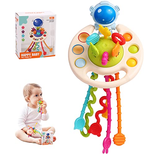 Yunkctuk Baby Spielzeug, Montessori Spielzeug ab 6 12 18 Monate, Astronaut Silikon Zugschnur Spielzeug für Babys, Sensorik Spielzeug Baby ab 1 2 3 Jahr, Geschenk für 1-3 Jahr Junge Mädchen von Yunkctuk