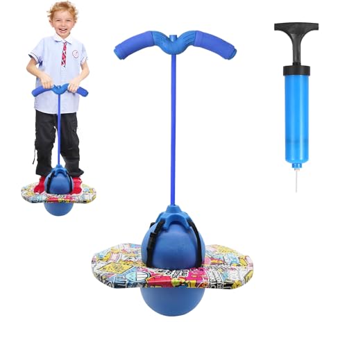 Pogo Stick für Kinder, Hüpfball mit Griff, Hüpfstange Erwachsene, 100 kg Tragfähigkeit, Gartenspielzeug Kinder, Outdoor Bouncing Ball, Bewegungsspiele für Gleichgewichtstraining, Sport (Blau) von Yunlaishaocer