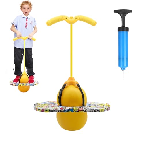 Pogo Stick für Kinder, Hüpfball mit Griff, Hüpfstange Erwachsene, 100 kg Tragfähigkeit, Gartenspielzeug Kinder, Outdoor Bouncing Ball, Bewegungsspiele für Gleichgewichtstraining, Sport (Gelb) von Yunlaishaocer