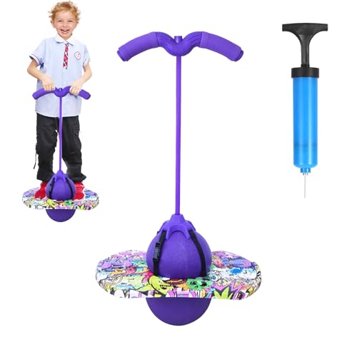 Pogo Stick für Kinder, Hüpfball mit Griff, Hüpfstange Erwachsene, 100 kg Tragfähigkeit, Gartenspielzeug Kinder, Outdoor Bouncing Ball, Bewegungsspiele für Gleichgewichtstraining, Sport (Lila) von Yunlaishaocer