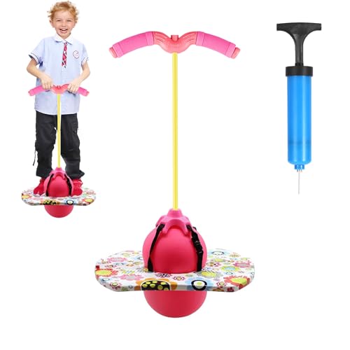 Pogo Stick für Kinder, Hüpfball mit Griff, Hüpfstange Erwachsene, 100 kg Tragfähigkeit, Gartenspielzeug Kinder, Outdoor Bouncing Ball, Bewegungsspiele für Gleichgewichtstraining, Sport (Rosa) von Yunlaishaocer