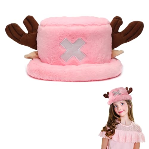 Yunlaishaocer Anime Cosplay Hut, Chopper Mütze, One Piece Anime Hat, Cosplay Party Geburtstag Plüschmütze, Süße Plüsch Mütze für Erwachsene und Kinder (A) von Yunlaishaocer