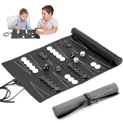 Yunlaishaocer Backgammon Spiel Set, Schwarz Reise Backgammon, 34.5X 24.5cm Back Gammon Spiel Klassisches Brettspiel, Tragbares Backgammon-Set für Camping und Reisen, 2 Spieler Backgammon Reise von Yunlaishaocer