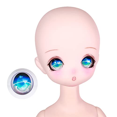 1/4 BJD Puppenzubehör, Nude Doll 16 Zoll Ball Jointed Doll Wig Head Eyeball Kawaii Collection Spielzeug für Mädchen,4 Augenpaare von Yunle