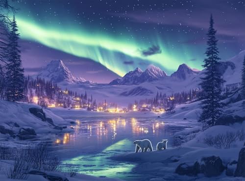 Yunlus 1000 Teile Puzzle für Erwachsene, Nordlichter, Eisbär-Puzzle, unmöglich, hart, schwierig, herausfordernd, Puzzle für Teenager, 1000 Teile, Natur-Puzzle, 71,1 x 50,8 cm Yunlus 1000 Teile Puzzle für Erwachsene, Nordlichter, Eisbär-Puzzle, unmöglich, hart, schwierig, herausfordernd, Puzzle für Teenager, 1000 Teile, Natur-Puzzle, 71,1 x 50,8 cm von Yunlus
