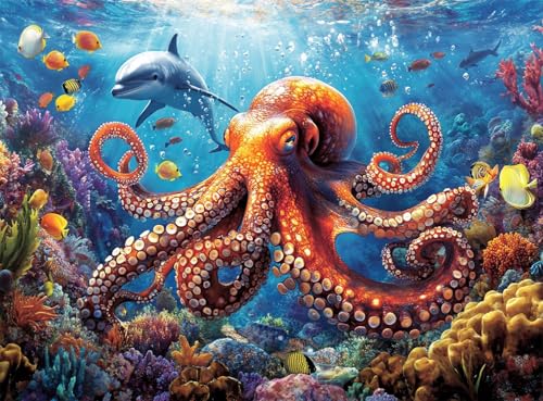 Yunlus 1000 Teile Puzzle für Erwachsene, Oktopus-Puzzle, unmöglich, schwer, schwierig, herausfordernd, Puzzle für Teenager, Unterwasserwelt, Delfine, Fische, 1000 Teile, 71,1 x 50,8 cm Yunlus 1000 Teile Puzzle für Erwachsene, Oktopus-Puzzle, unmöglich, schwer, schwierig, herausfordernd, Puzzle für Teenager, Unterwasserwelt, Delfine, Fische, 1000 Teile, 71,1 x 50,8 cm von Yunlus