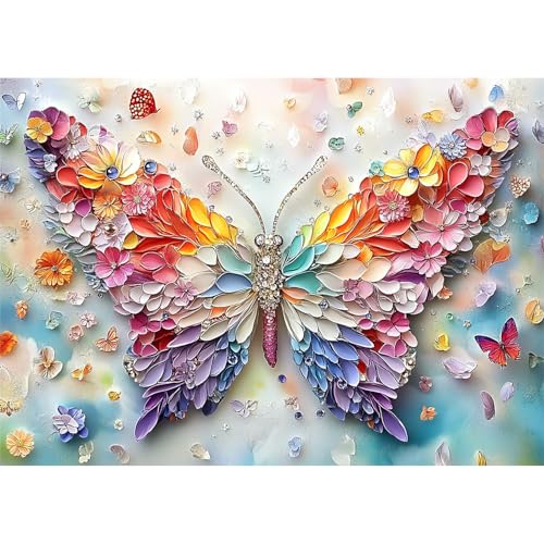Yunlus Jigsaw Puzzles für Erwachsene 1000 Teile Impossible Hard Difficult Challenging Puzzles für Erwachsene 1000pc Puzzle Floral Wings of Butterfly Jigsaw Puzzle 1000 Teile 70 x 50 cm von Yunlus