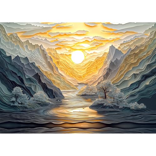 Yunlus Jigsaw Puzzles für Erwachsene 1000 Teile Unmöglich schwer schwierig herausfordernd Puzzle für Erwachsene 1000pc Puzzles Sonnenaufgang am Berggipfel Jigsaw Puzzle 1000 Teile 70 x 50 cm von Yunlus