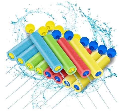Yunova 12 Stück Wasserspritze Kinder – Ausziehbare Eva Wasserpistole, Buntes Spritzspielzeug für Pool, Garten, Strand & Badewanne, 21-33,5cm, Leicht, Wiederverwendbar, Gruppenspaß ab 3 Jahren von Yunova