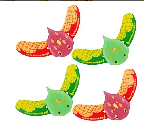 Yunova 4er Set Pool Spielzeug Unterwasser Glider – Stingray Hydrodynamischer Schwimmer, ABS Wasserspielzeug, 2 Grün & 2 Rot, 11x21cm, Schwimmbad Strand Badewanne, Geschenk für Kinder & Familie von Yunova