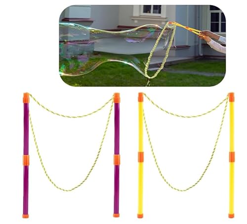 Yunova Riesenseifenblasen Set – 2er Bubble Stab mit Seil, 52,5cm, Outdoor Seifenblasen Spielzeug aus ABS für Kinder, Garten, Geburtstag, Frühling & Sommer von Yunova
