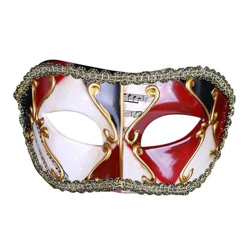 Venezianische Maske Damen und Herren,Karneval Dekorationen Venezianische Masken für Frauen Für Tanzpartys und Maskeraden, Auch Ideal für Halloween Maskerade Maske für Karneval Party (Red, One Size) von Yunyahe