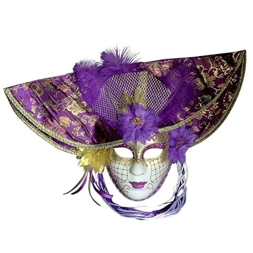 Venezianische Maske Maskenball Maskerade für Damen-Cosplay-Karnevalspartys, Performance-Requisiten und Dekorationen Cosplay Fasching Verkleidung Maskerade Maske für Karneval Party (Purple, One Size) von Yunyahe