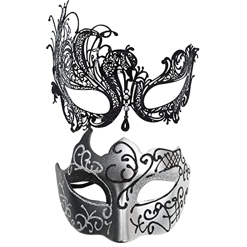 Yunyahe 2 Stück Venezianische Maske Paar Maskerade Mask Venezianischen Maske Kostüm Masken für Damen Herren Halloween Karneval Party Venezianische Masken, Maskerade Venezianischen Cosplay Fasching von Yunyahe