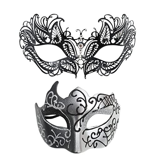 Yunyahe 2 Stück Venezianische Maske Paar Maskerade Mask Venezianischen Maske Kostüm Masken für Damen Herren Halloween Karneval Party Venezianische Masken, Maskerade Venezianischen Cosplay Fasching von Yunyahe