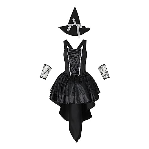 Yunyahe Halloween Kostüm Damen Mittelalter Kostüme Kleid Halloween-Mesh-Sling-Kostüm, mehrfarbig, Party-Versammlung, Cosplay, Leistungskleidung für Damen Gothic Halloween Cospaly (Black, XL) von Yunyahe