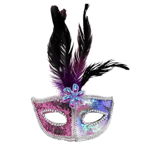 Yunyahe Venezianische Maske Damen, Maskerade Maske, Maske Fasching, Maskenball Masquerade Mask, Federmaske Rabenmaske für Karneval Fasching Halloween Cosplay Kostüm Zubehör von Yunyahe