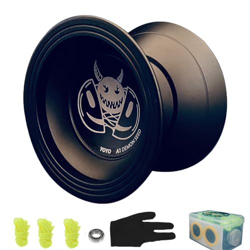 Profi Yoyo für Kinder und Erwachsene, A1 JoJo aus Aluminiumlegierung, Professionelles Yo-Yo für Anfänger und Mittlerer Spieler (Black) von Yunzkuk