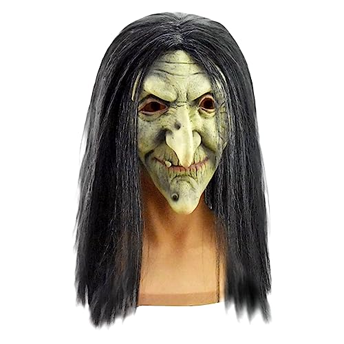 Yunzkuk Halloween Maske Horror Hexe Maske Vollkopfmaske aus Latex-Material, Halloween Costume für Cosplay, Kostümparty, Halloween Party Deko von Yunzkuk