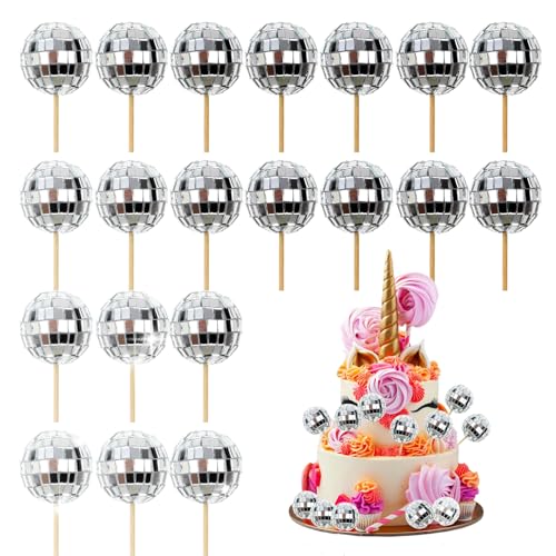 20 Stück Discokugel Kuchen Toppers, 1970s Discokugel Torten Deko, Silber Kleine Discokugel Cupcake Deko für Geburtstag, Kuchendekoration, Disco-Thema Party Zubehör 20 Stück Discokugel Kuchen Toppers, 1970s Discokugel Torten Deko, Silber Kleine Discokugel Cupcake Deko für Geburtstag, Kuchendekoration, Disco-Thema Party Zubehör von Yuomeaz
