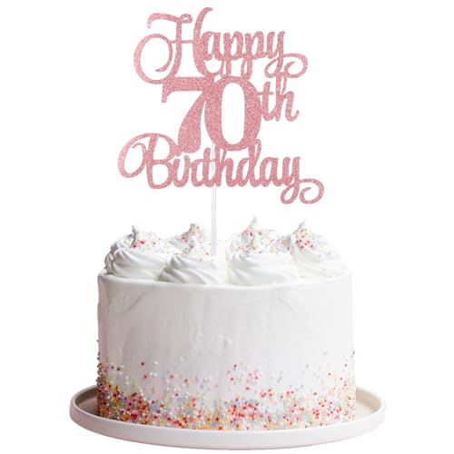 Happy Birthday 70th, Torten Deko 70 Geburtstag Frau Mann Roségold, Cake Topper für Happy 70th Birthday, Jubiläumsparty, Kuchendekoration, Zubehör Happy Birthday 70th, Torten Deko 70 Geburtstag Frau Mann Roségold, Cake Topper für Happy 70th Birthday, Jubiläumsparty, Kuchendekoration, Zubehör von Yuomeaz