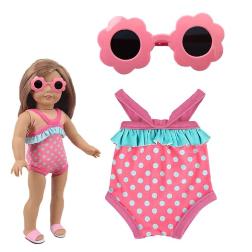 Yuqilin Puppenzubehör Set mit Badeanzugund Sonnenbrille, Puppenkleidung 40 - 45 cm, Schwimmpuppe Puppenkleider, Baby Puppe Puppensachen für Badespaß an heißen Sommertagen, Rosa von Yuqilin