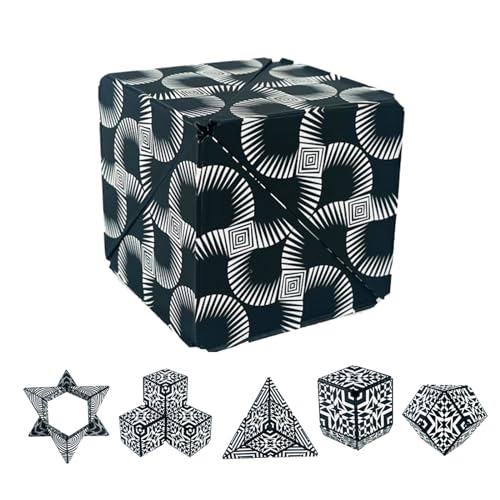Yuqilin Zauberwürfel, 3D Rubiks Cube, Rubiks 3D Puzzle, Magic Cube Antistress Spielzeug, Formwechsel Zauberwürfel, Zauberwürfel Magnetisch, Herausforderndes und Denkspiel (Schwarz Weiß) von Yuqilin