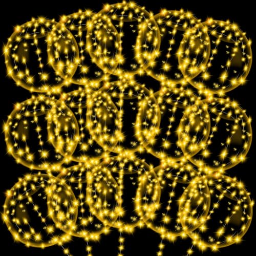Yuragim Leuchtende Luftballons, 15 Stück 20 Zoll Bobo Helium Ballons, Wiederverwendbar LED Luftballon Leuchtend Ballons mit Lichterketten für Hochzeit Heiratsantrag Geburtstag Party Dekor (Warmweiß) von Yuragim