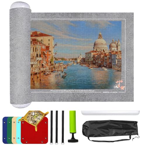 Yuragim Puzzlematte Puzzle 2000 Teile, Puzzlerolle Puzzleteppich Puzzleunterlage Tragbare Fill Puzzle Matte Roll Up Puzzle Pad Jigsaw Mat Puzzlematten Zubehör für Bis 1000 2000 3000 Teile Puzzle Matt von Yuragim