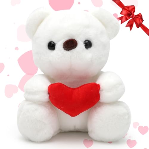 Yuragim Teddybär mit Herz, Kuscheltier für Freundin, 23cm Teddy Plüschbär Stofftier Spielzeug Dekozimmer Kissen Plüschtier Kuscheltier Plüschteddy Schmusetier Geschenk zum Muttertag Geburtstag Kinder von Yuragim