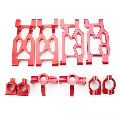 Yurefax 10-teiliges Lenkbecher-Set aus Aluminiumlegierung for den vorderen und hinteren Querlenker, for Wltoys, for 104001 1/10 RC-Auto Querlenkerverbindung(Red) von Yurefax
