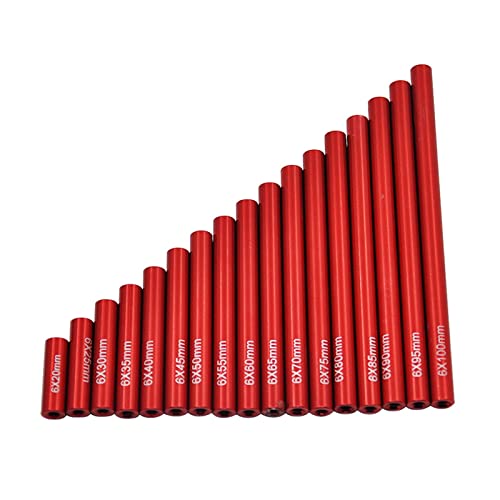 Yurefax 17-teiliges Verbindungsstangen-Kit aus Metall 20/25/30/35/40/45/50/55/60/65/70/75/80/85/90/95/100 mm 1:10 RC Crawler, for Axial, for SCX10 Querlenkerverbindung(Red) von Yurefax