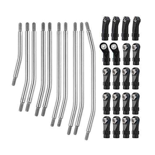 Yurefax 30 Teile/Satz Edelstahl-Verbindungsstange, unmontierter Bausatz, 313/324 mm Radstand, 1:10, for Axial, for SCX10 RC Crawler Car Querlenkerverbindung(313mm SCX10 II) von Yurefax