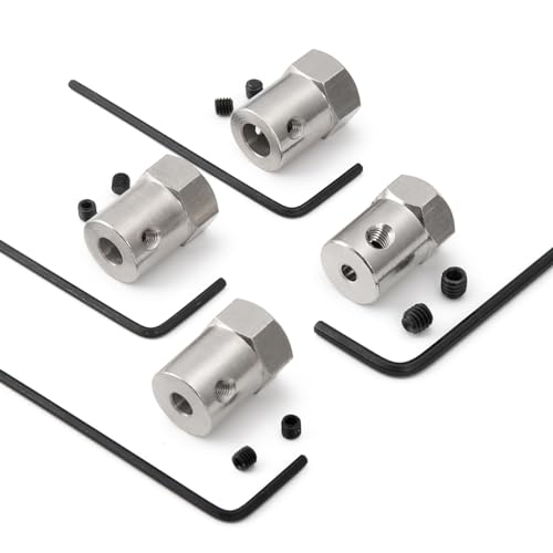 Yurefax 4 STÜCKE Edelstahl Sechskantkupplungen Gelenk Mit Schraubenschlüssel, for RC Boot Auto Roboter, for Sechskant Steckverbinder Zubehör Querlenkerverbindung(4mm) von Yurefax