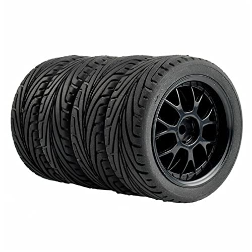 Yurefax 4 Stück Grip-Reifen und Felgen, for HSP, for HPI, 1:10 On-Road Speed ​​Car RC 907-8010 RC-Autoreifen(907B-8010) von Yurefax